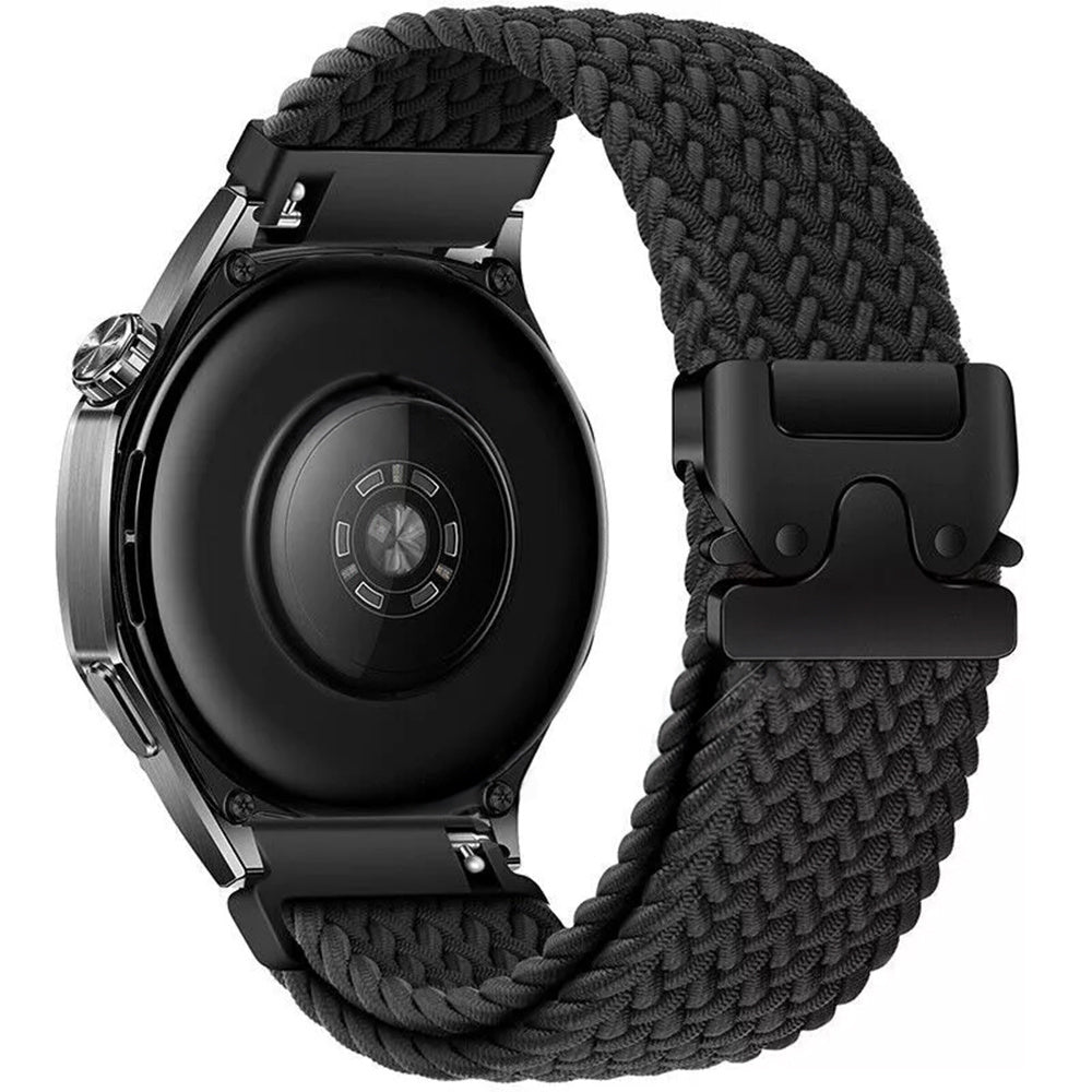Gevlochten P-Buckle horlogebandje - 20mm - Zwart