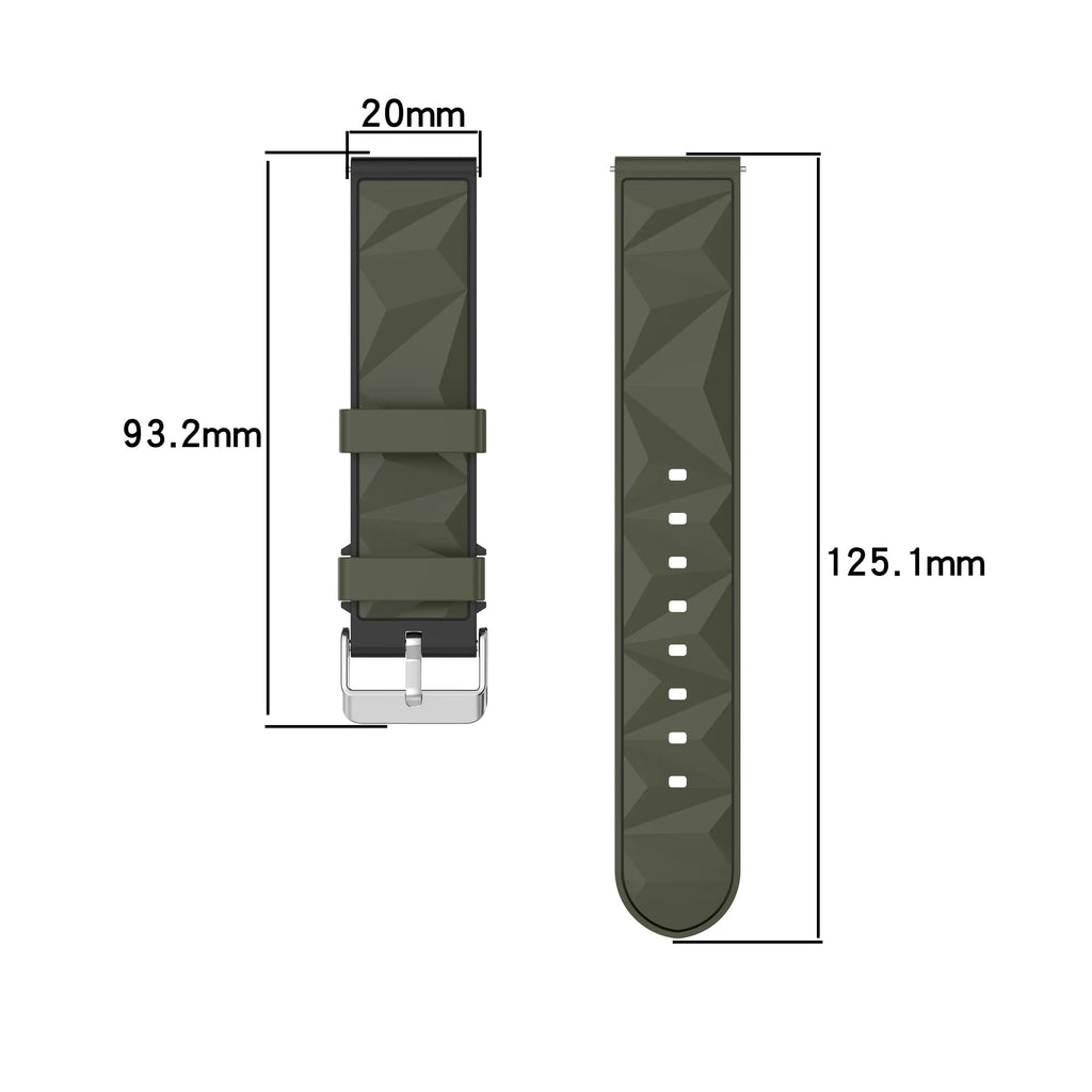 Diamond sport horlogebandje - 20mm - Legergroen/zwart