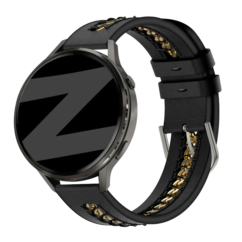 Leren Chains horlogebandje - 20mm - Zwart