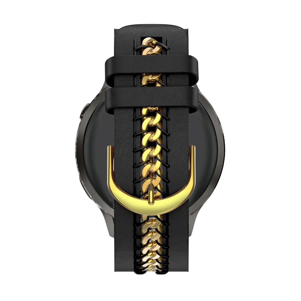 Leren Chains horlogebandje - 20mm - Zwart