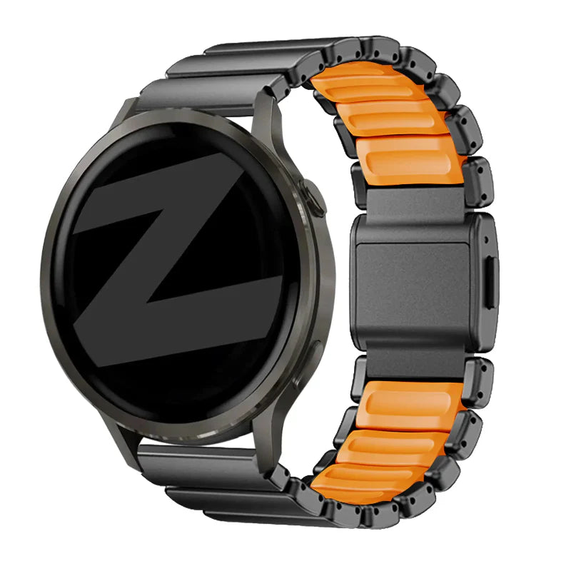 Titanium Hybrid horlogebandje - 22mm - Zwart/oranje