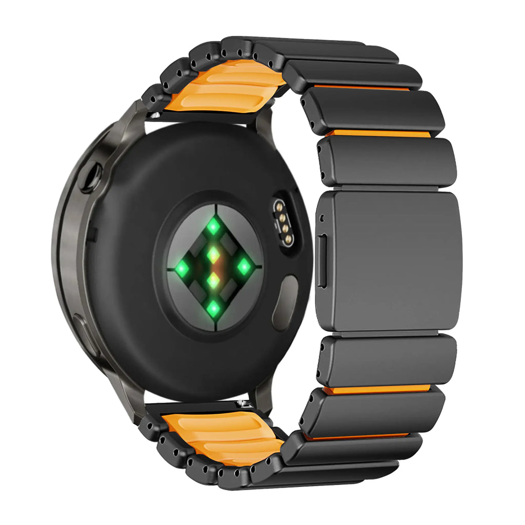 Titanium Hybrid horlogebandje - 22mm - Zwart/oranje