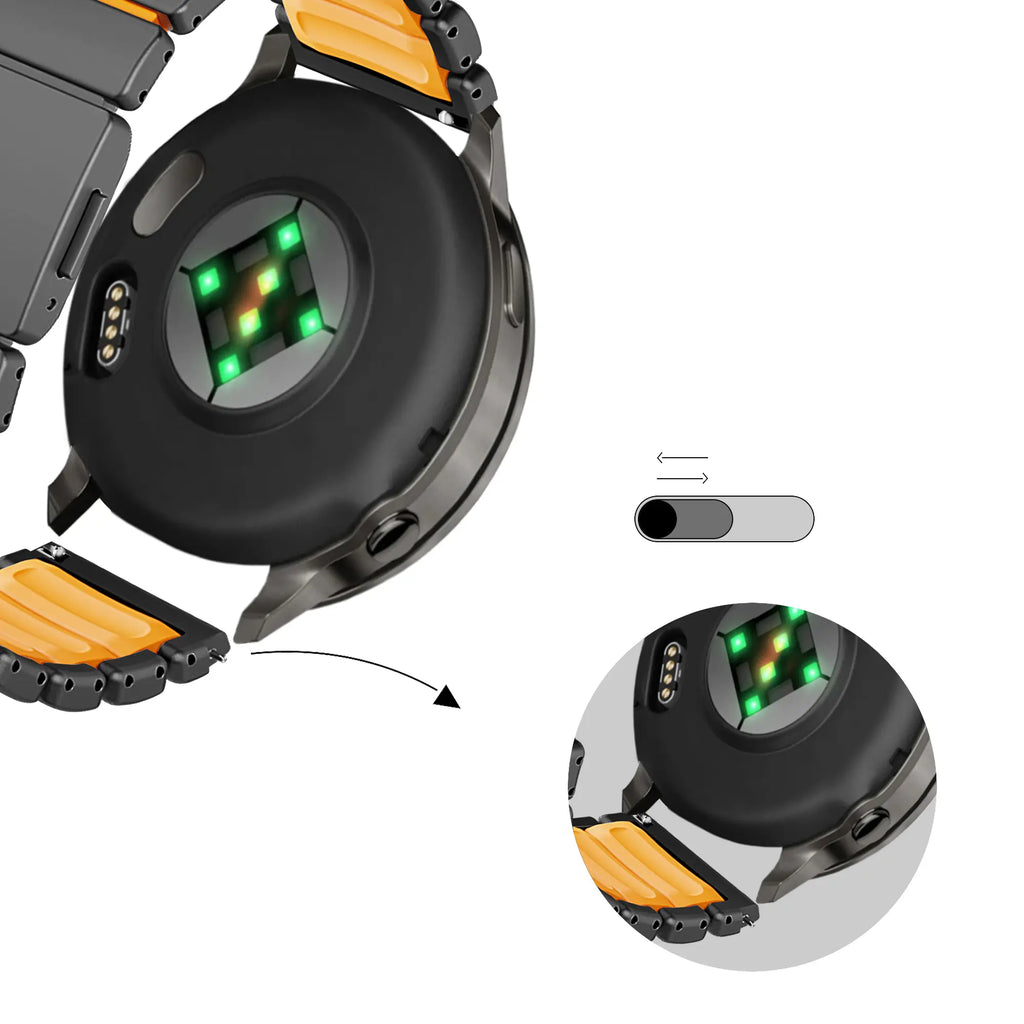 Titanium Hybrid horlogebandje - 22mm - Zwart/oranje