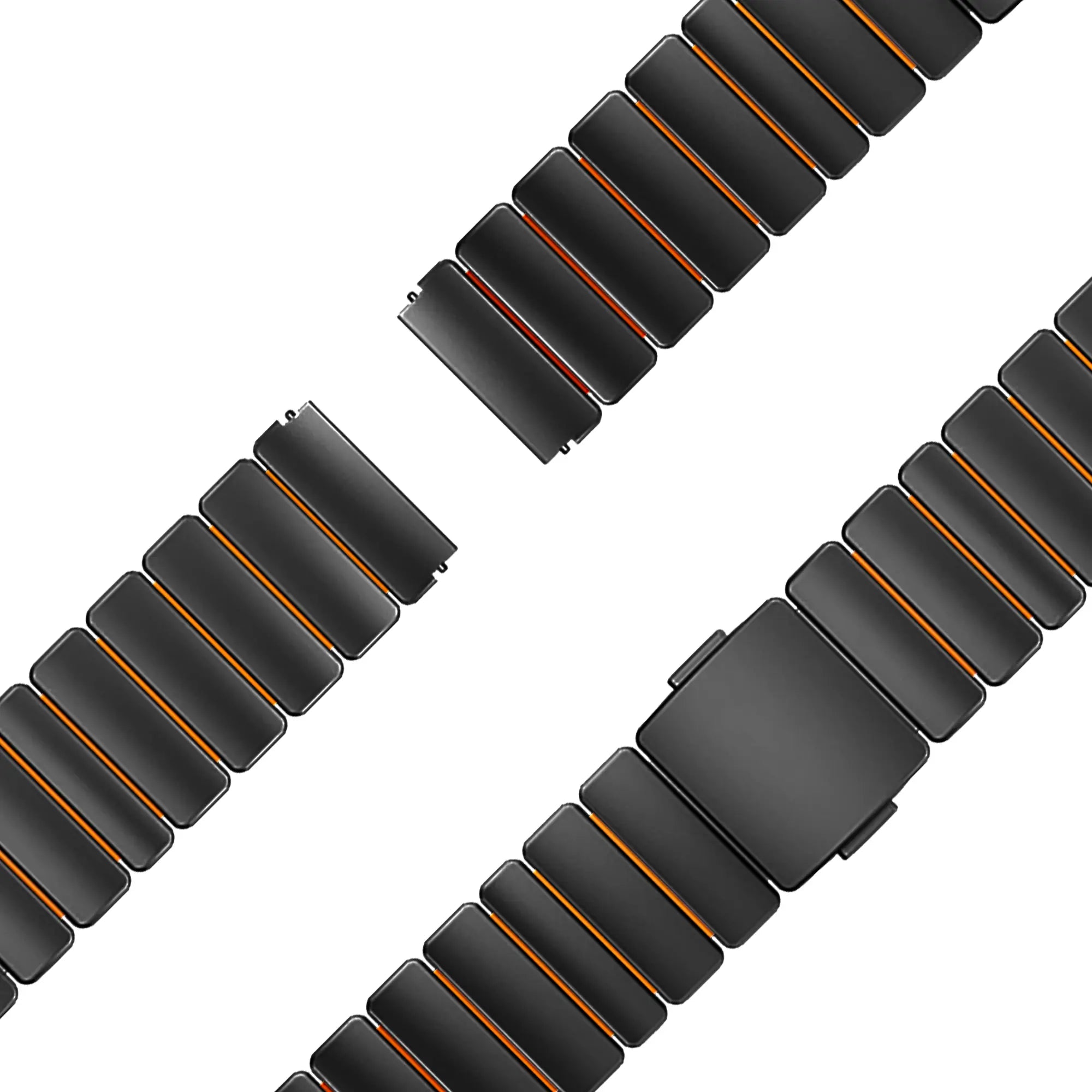 Titanium Hybrid horlogebandje - 22mm - Zwart/oranje