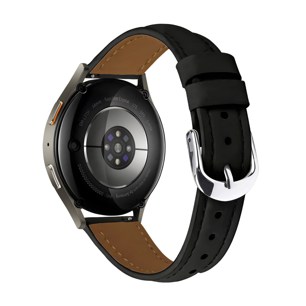 Slimfit Leren horlogebandje - 20mm - Zwart
