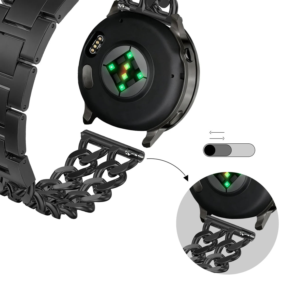 Metalen Double Chains horlogebandje - 20mm - Zwart