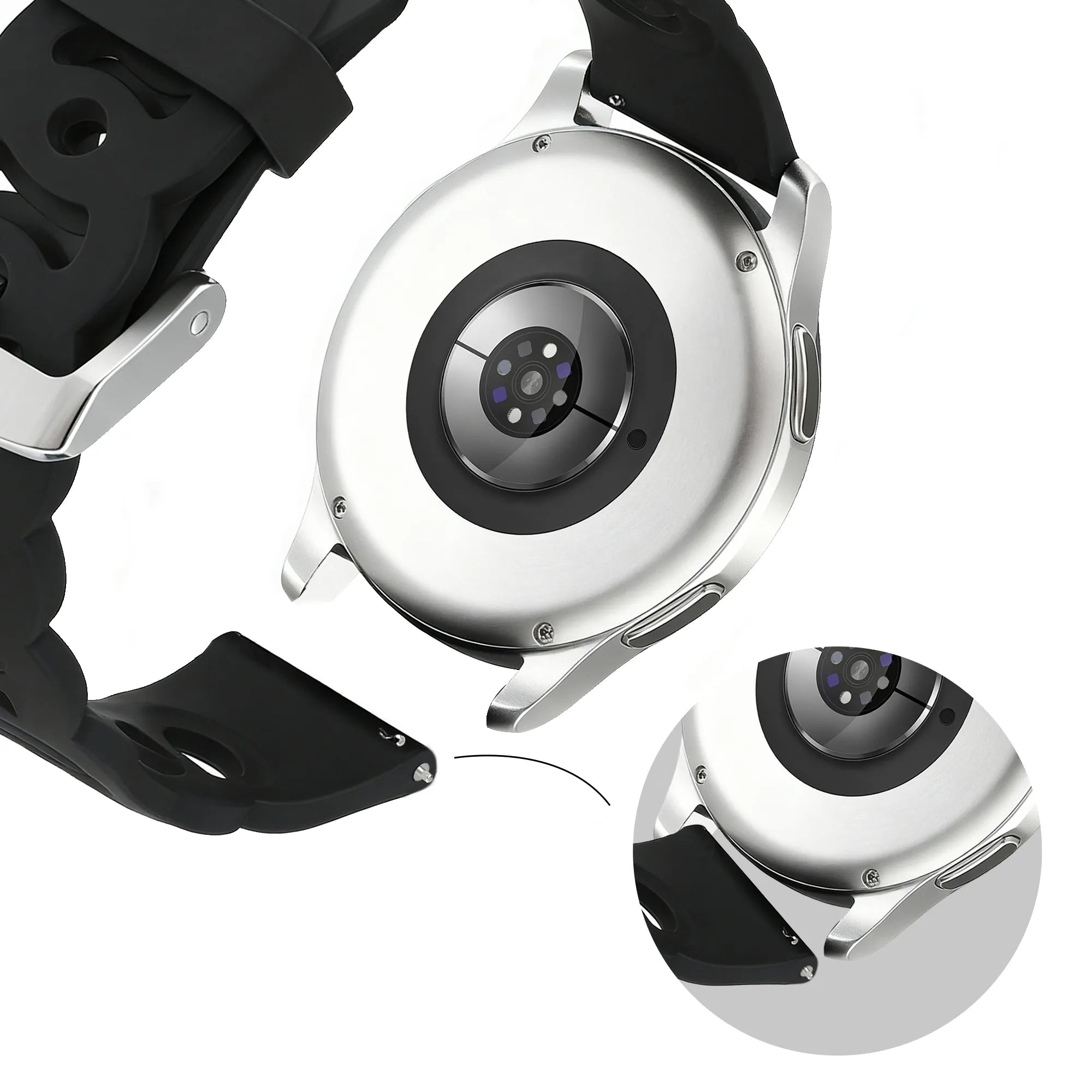 Siliconen Chains horlogebandje - 20mm - Zwart