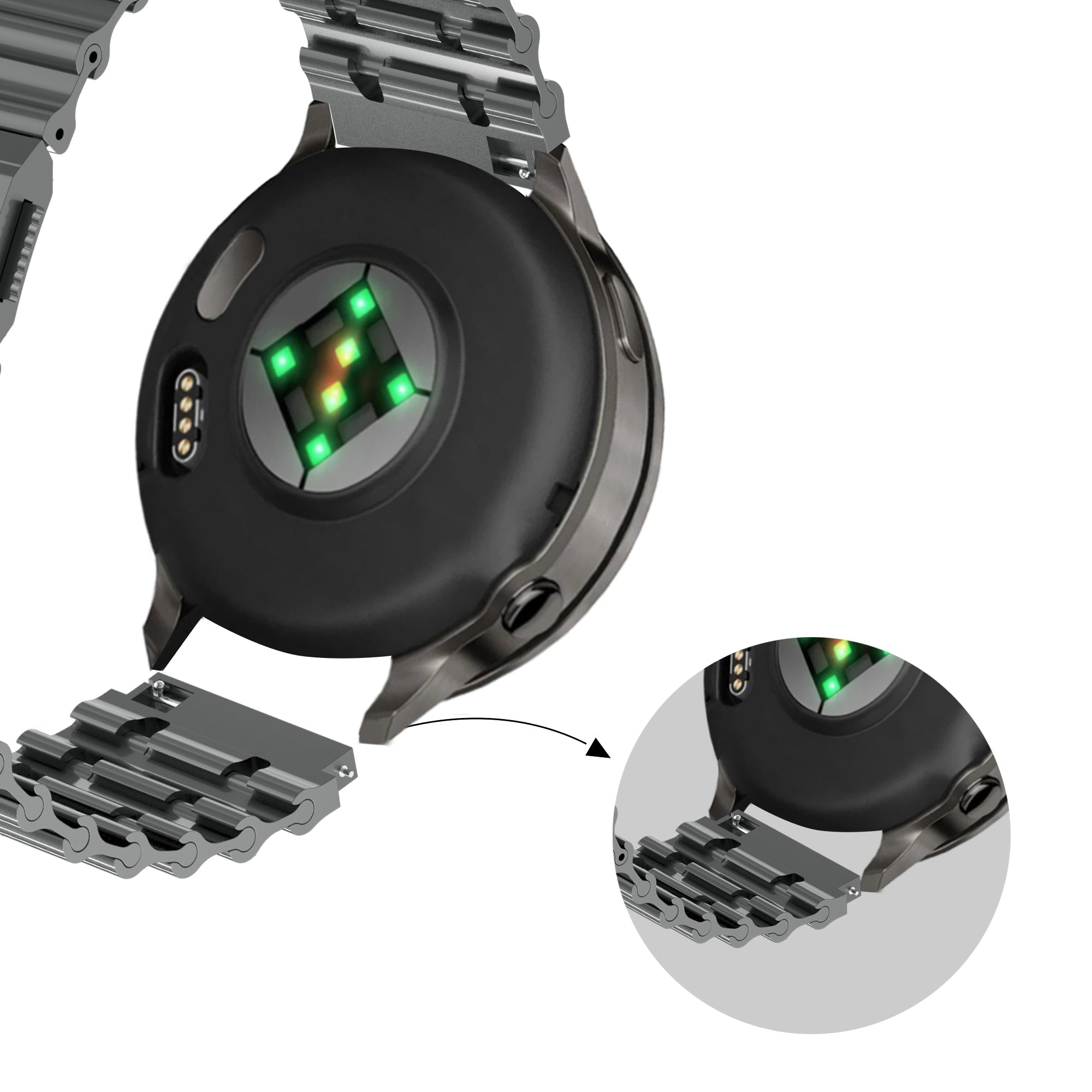 Premium Stalen Ocean horlogebandje - 22mm - Grafiet