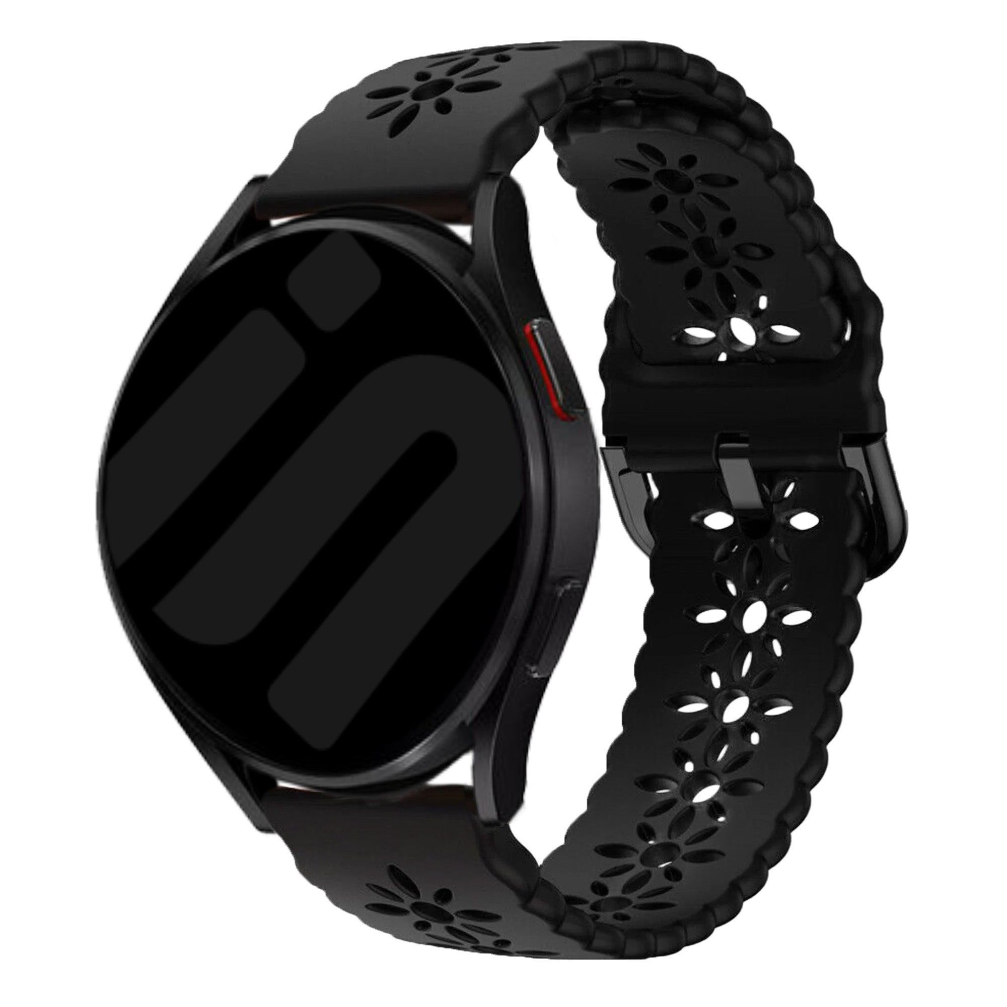 Siliconen met Patroon horlogebandje - 20mm - Zwart