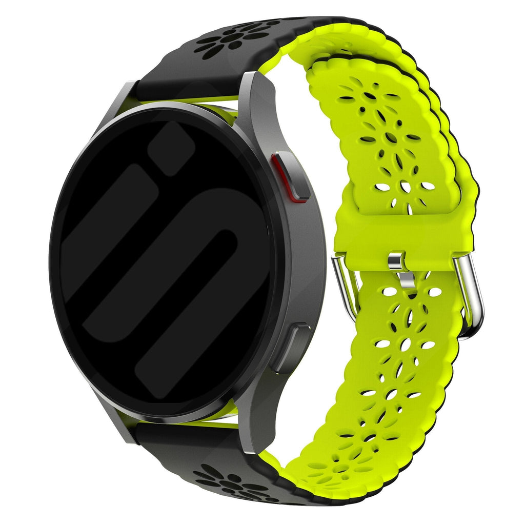 Siliconen met Patroon horlogebandje - 20mm - Zwart/groen