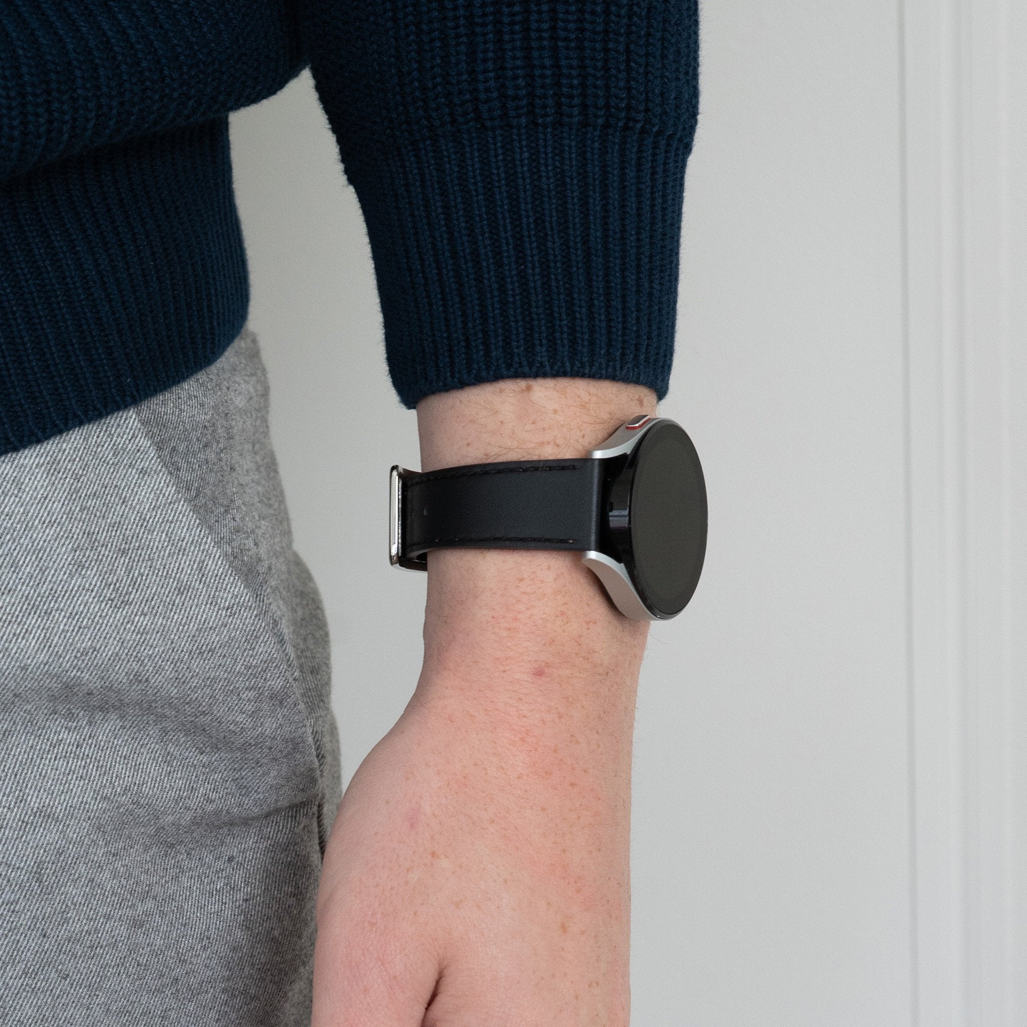 Leren Deluxe horlogebandje - 20mm - Zwart