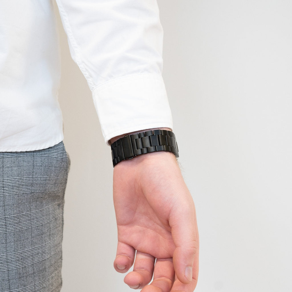 Titanium Schakel horlogebandje - 20mm - Zwart