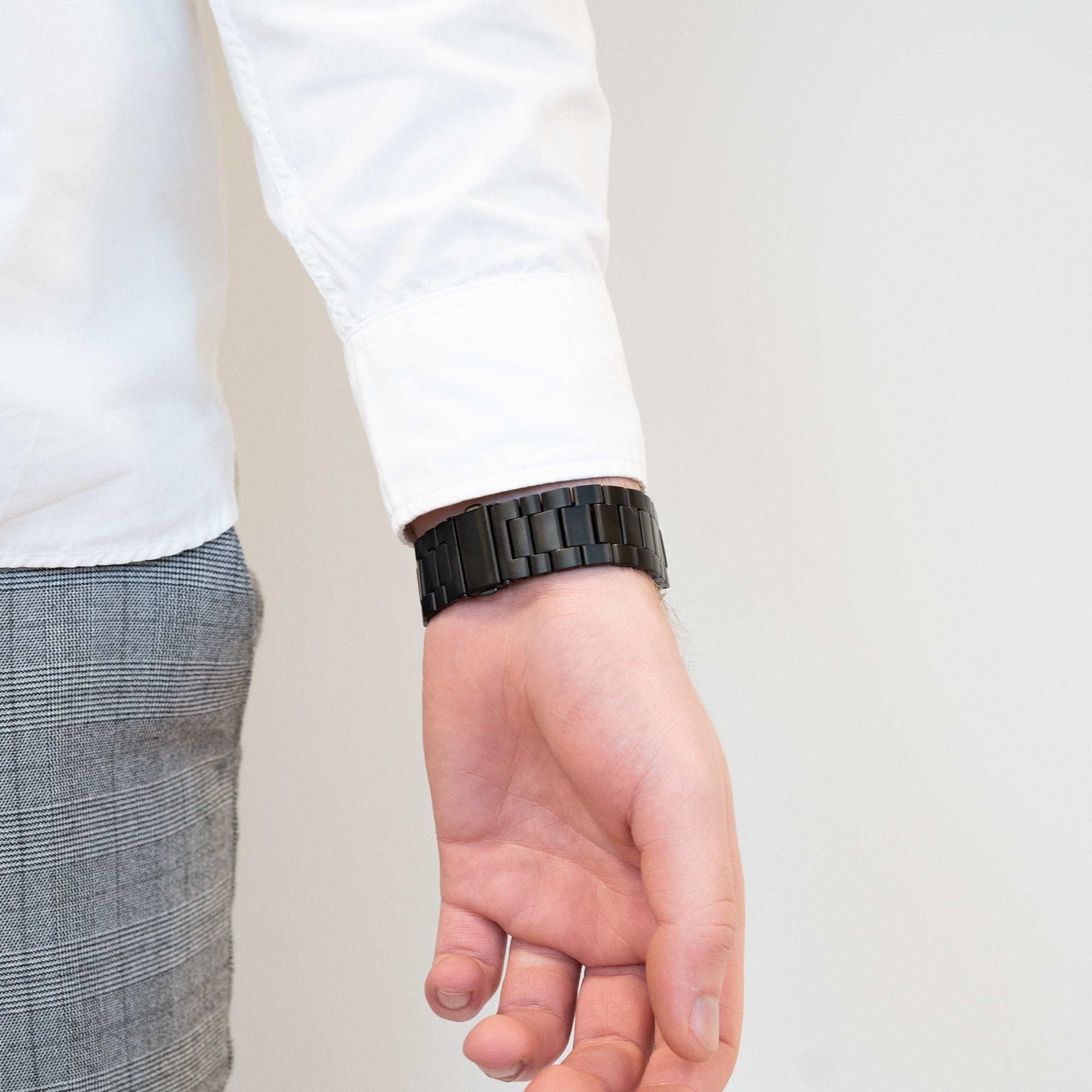 Titanium Schakel horlogebandje - 20mm - Zwart
