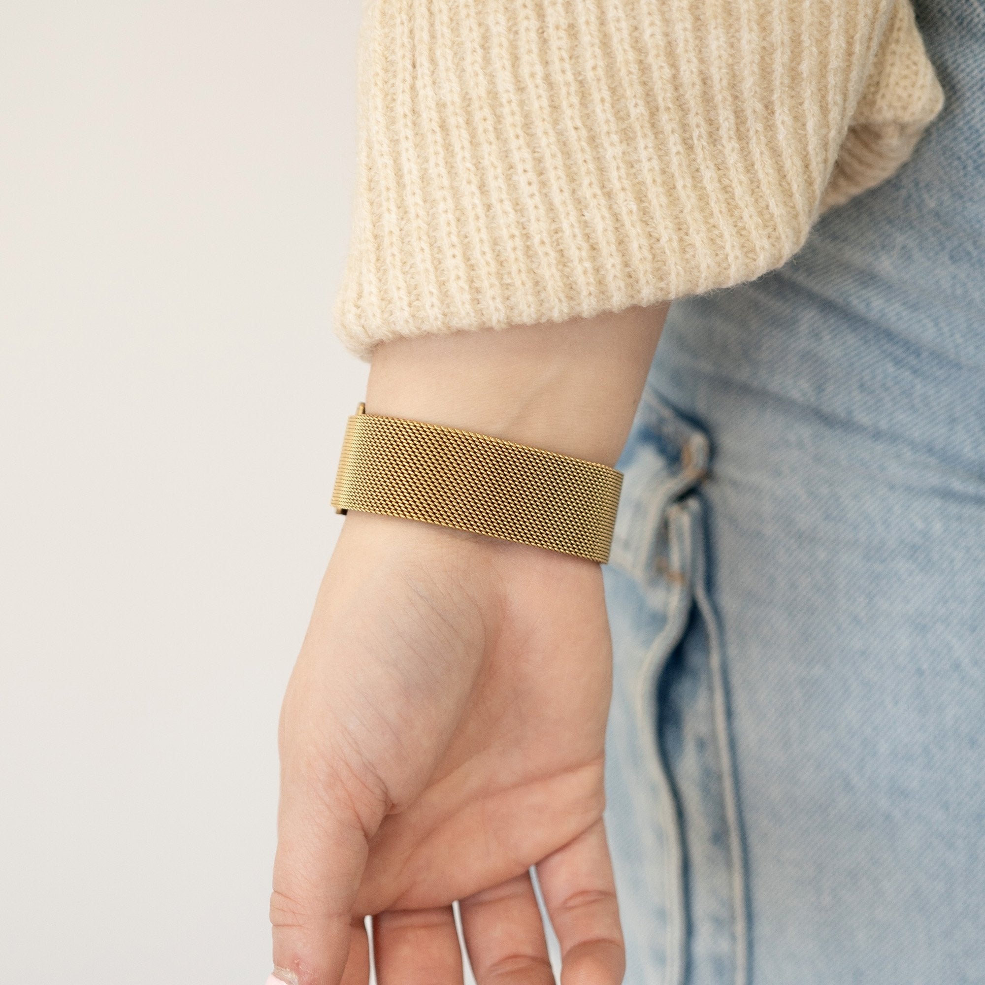 One Push Milanese horlogebandje - 20mm - Goud