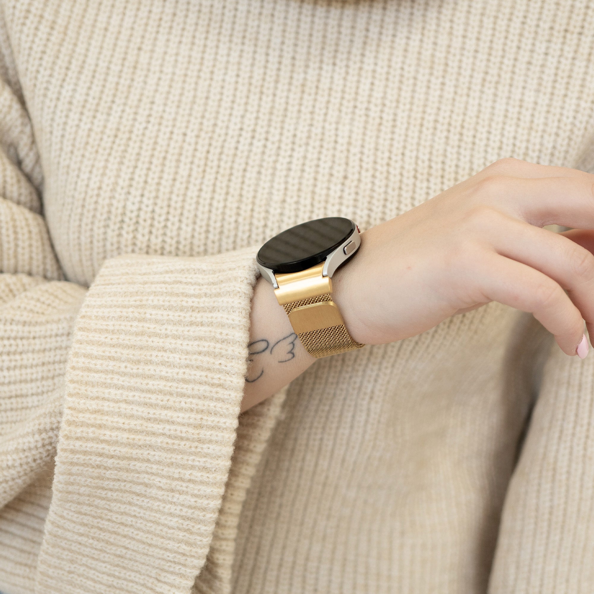 One Push Milanese horlogebandje - 20mm - Goud