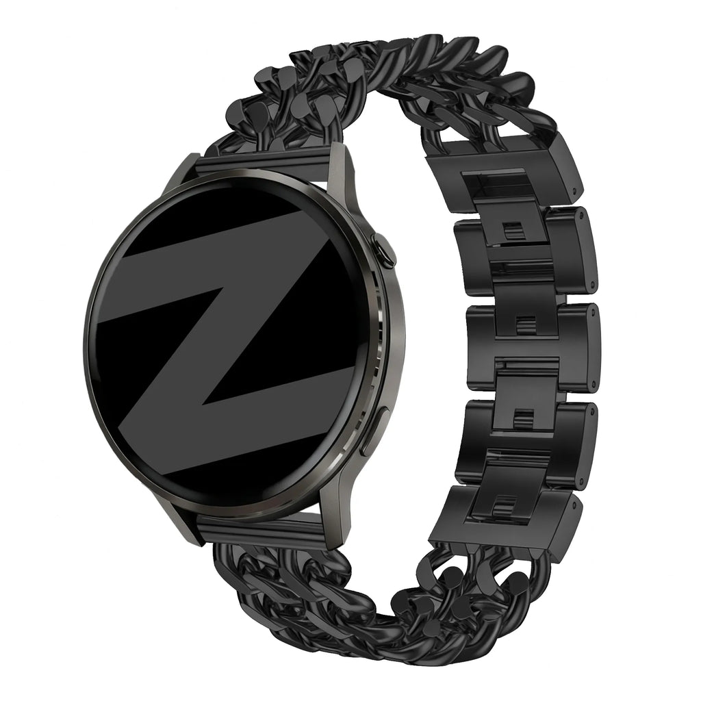 Metalen Double Chains horlogebandje - 20mm - Zwart
