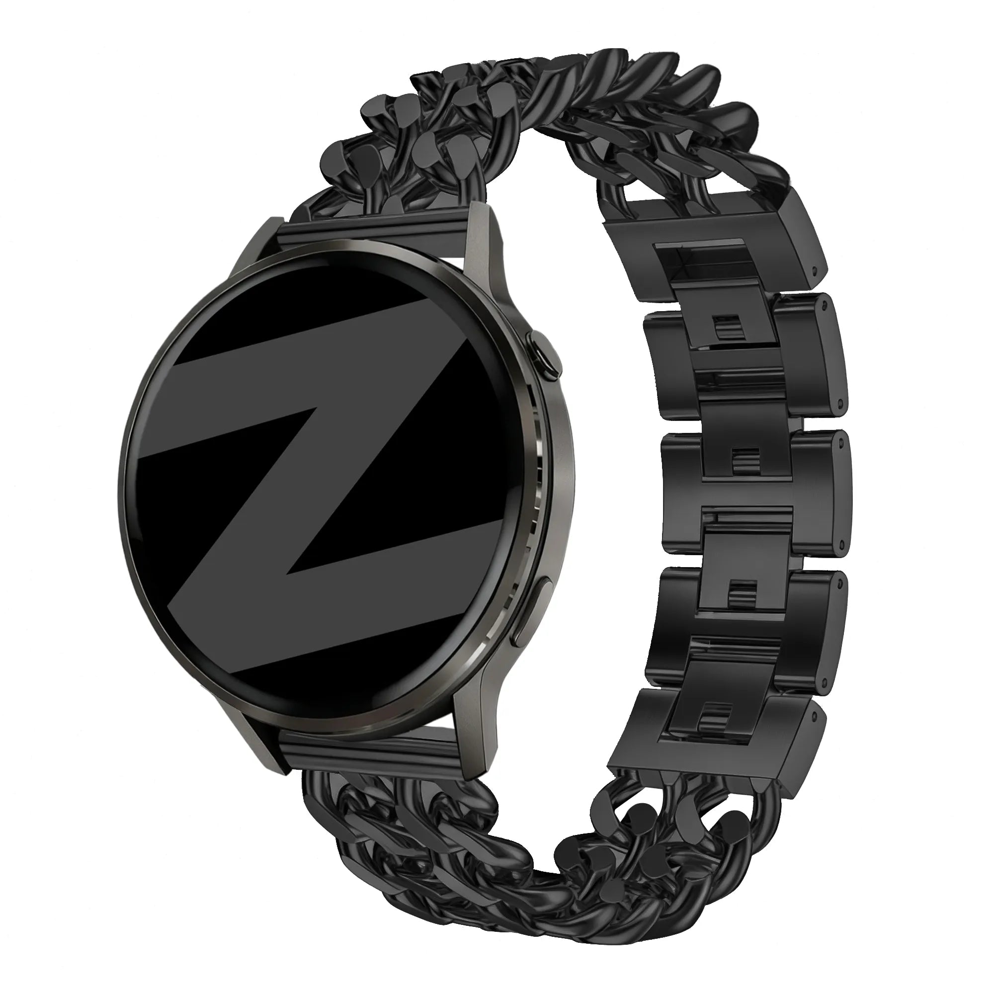 Metalen Double Chains horlogebandje - 20mm - Zwart