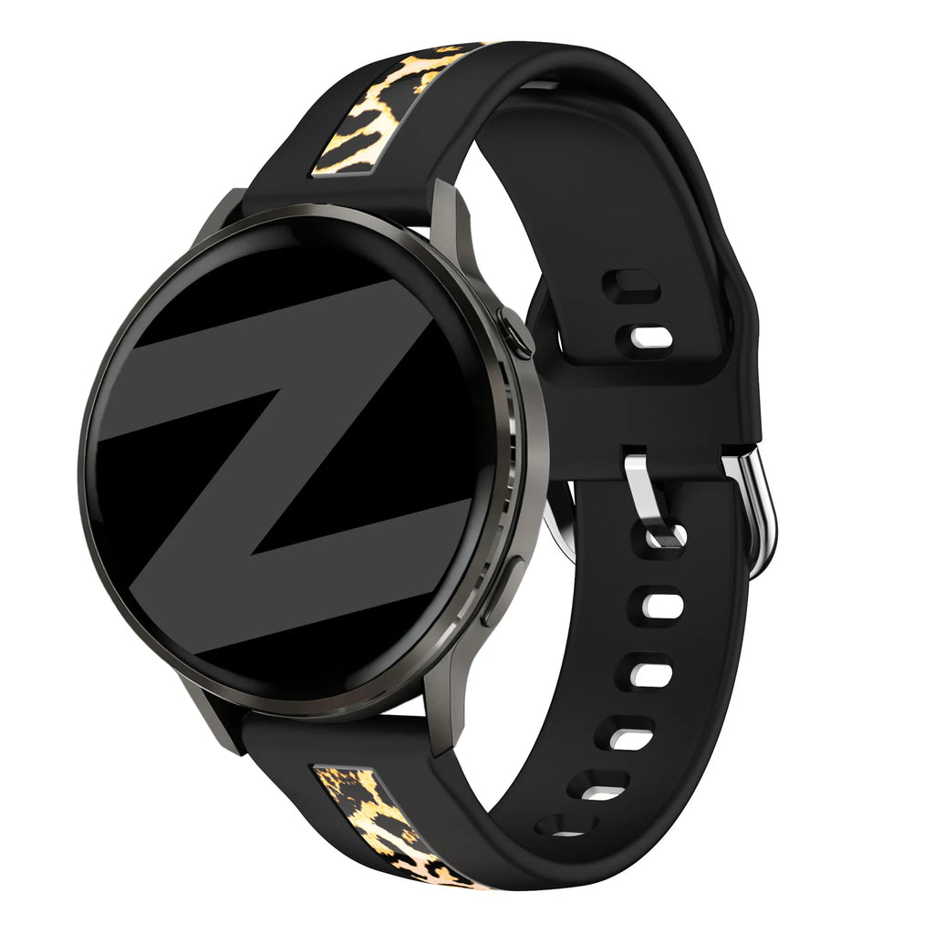 Dual leopard horlogebandje - 20mm - Zwart