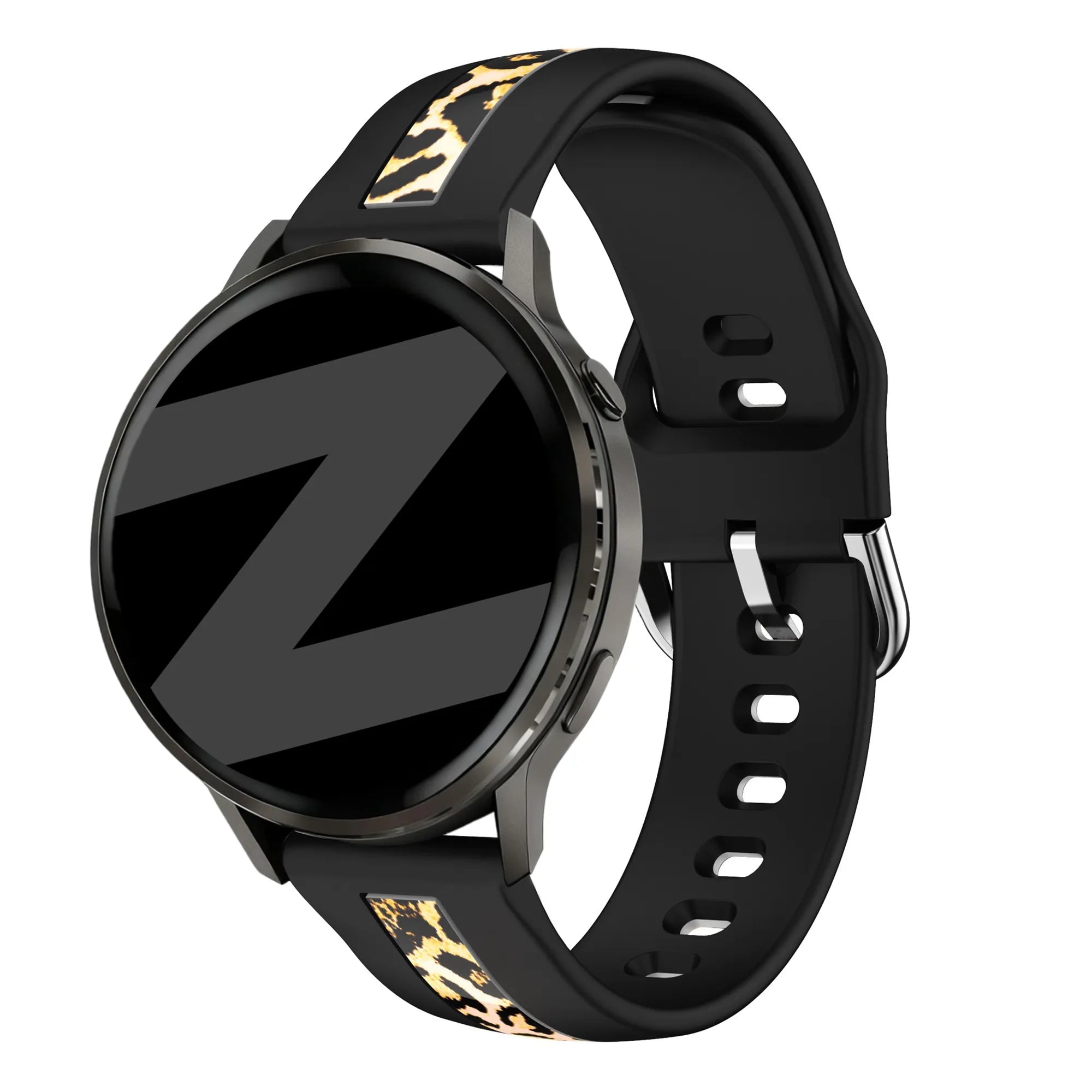 Dual leopard horlogebandje - 20mm - Zwart
