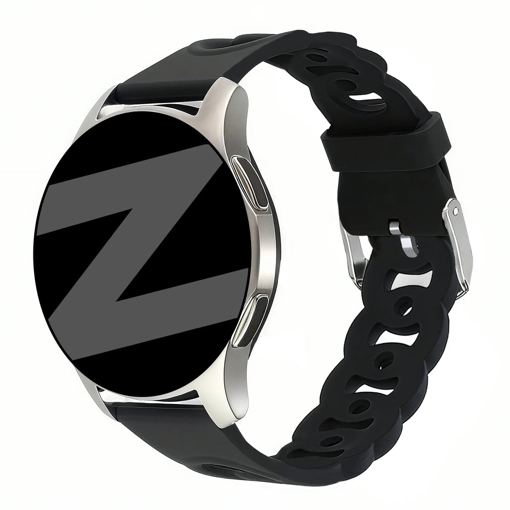 Siliconen Chains horlogebandje - 20mm - Zwart