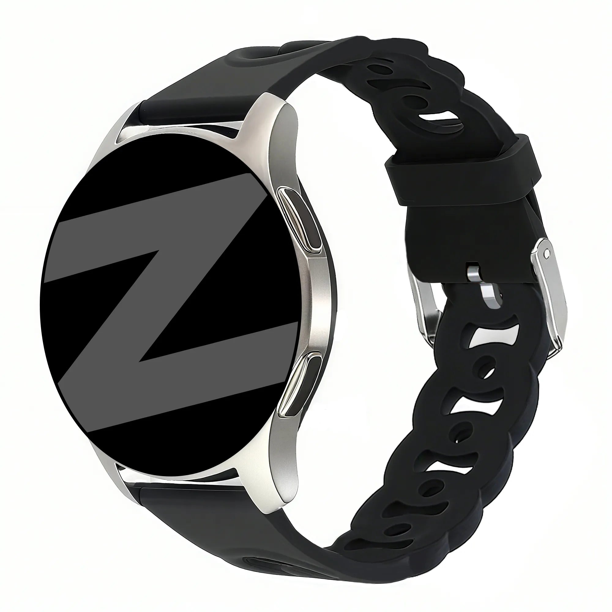 Siliconen Chains horlogebandje - 20mm - Zwart