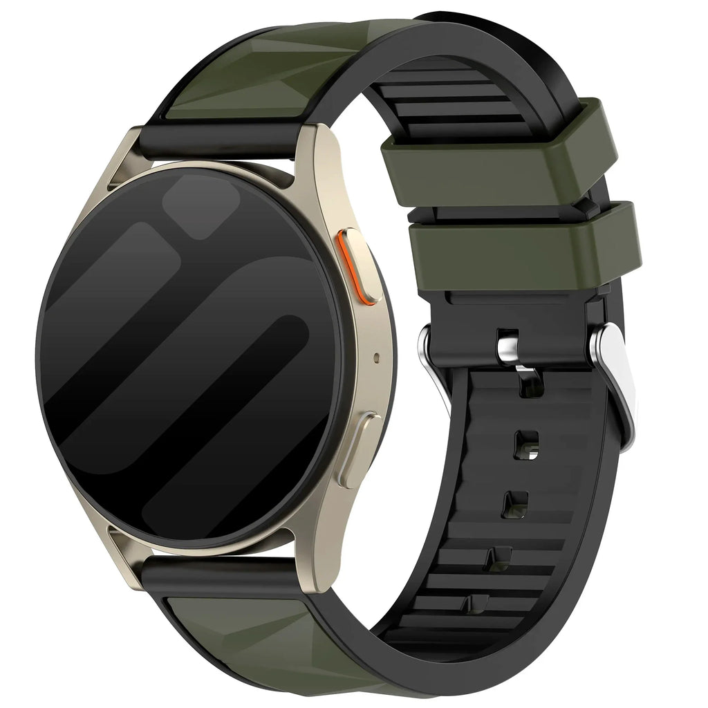 Diamond sport horlogebandje - 20mm - Legergroen/zwart