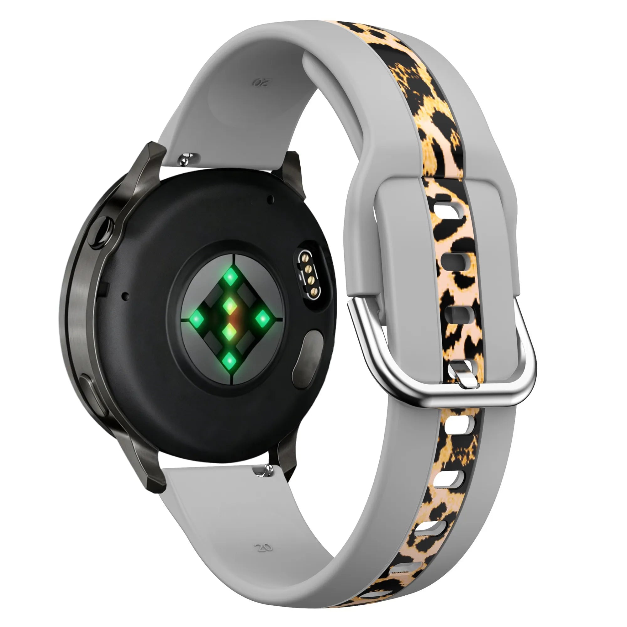 Dual leopard horlogebandje - 20mm - Lichtgrijs