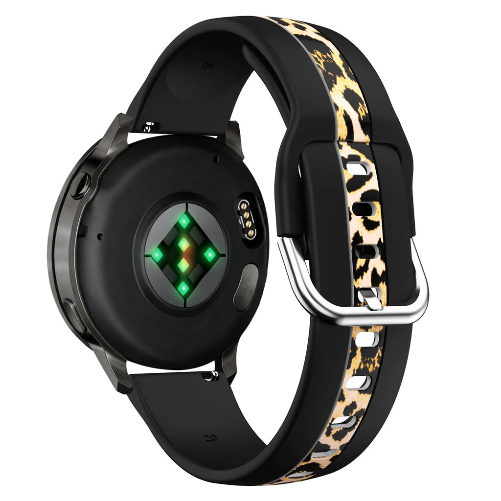 Dual leopard horlogebandje - 20mm - Zwart