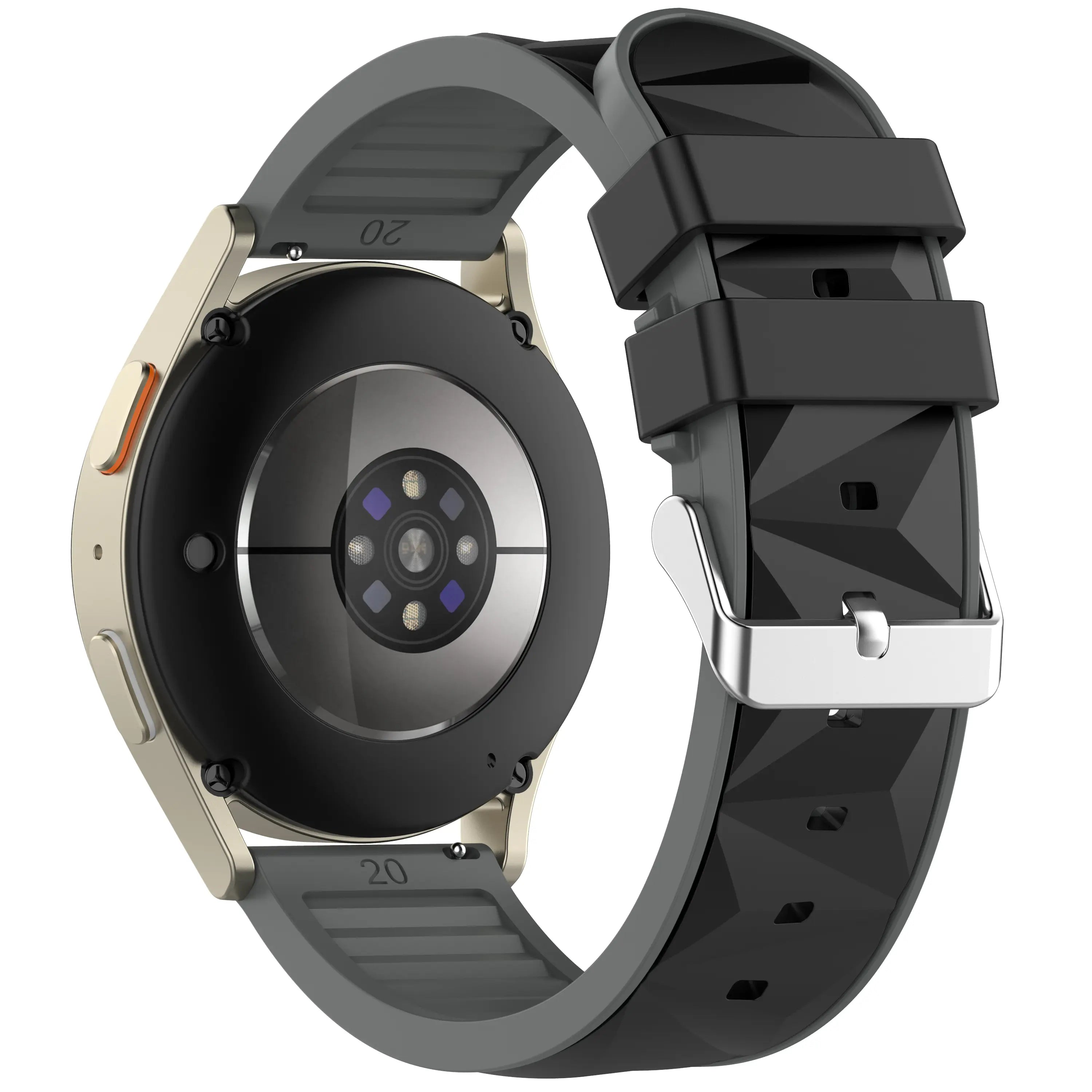 Diamond sport horlogebandje - 20mm - Zwart/grijs