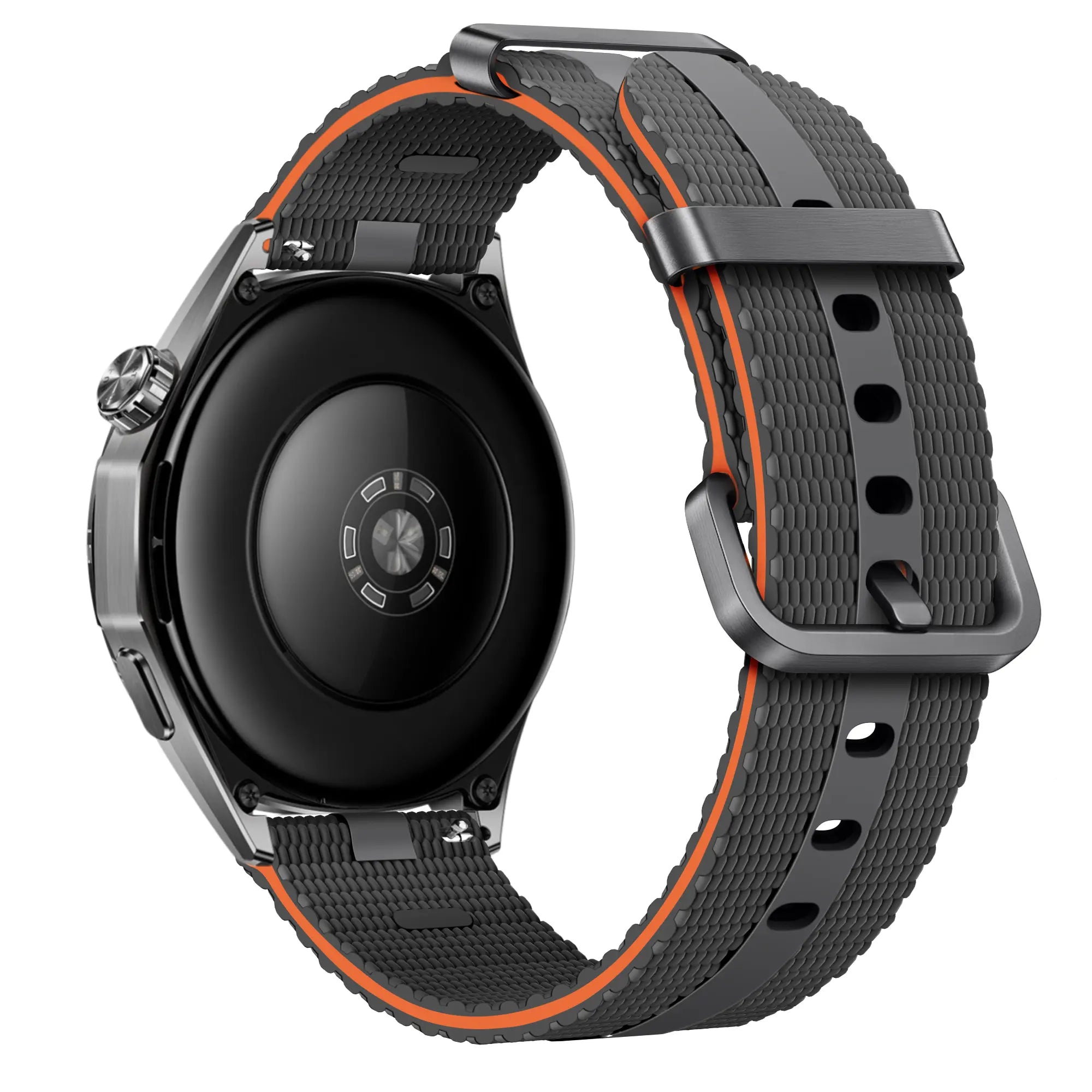 Siliconen active horlogebandje - 20mm - Donkergrijs/oranje