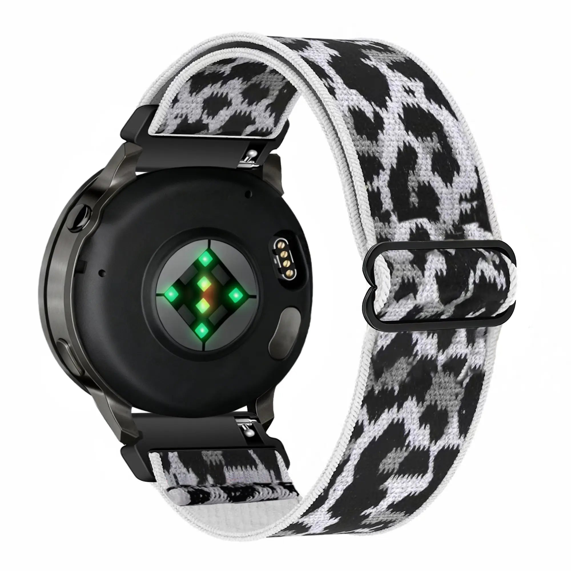 Elastische nylon horlogebandje - 20mm - White leopard