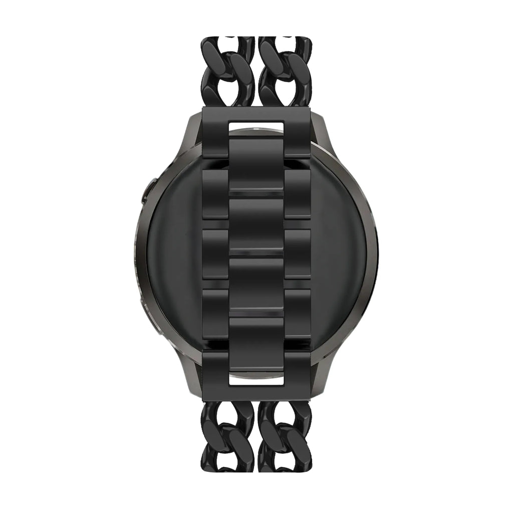 Metalen Double Chains horlogebandje - 20mm - Zwart