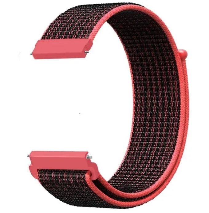 Nylon horlogebandje - 20mm - Zwart/koraal