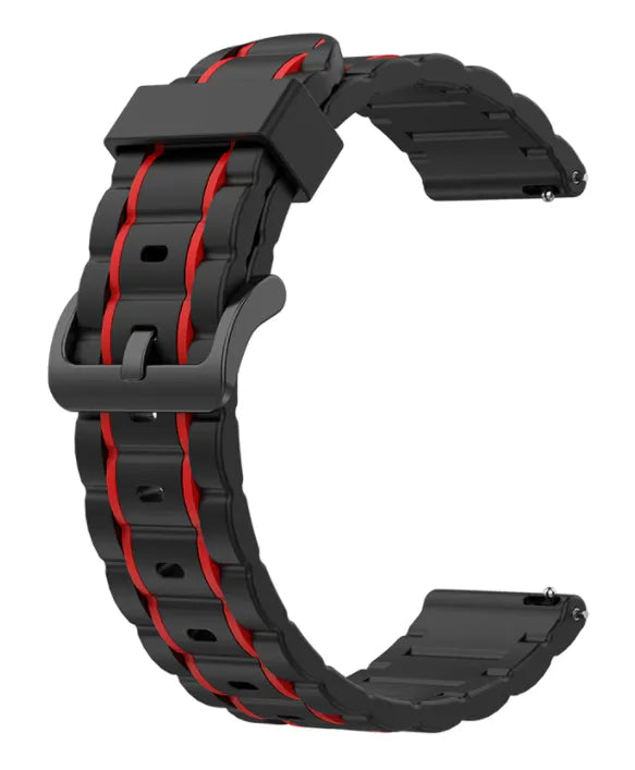 Sport gesp horlogebandje - 20mm - Zwart/rood