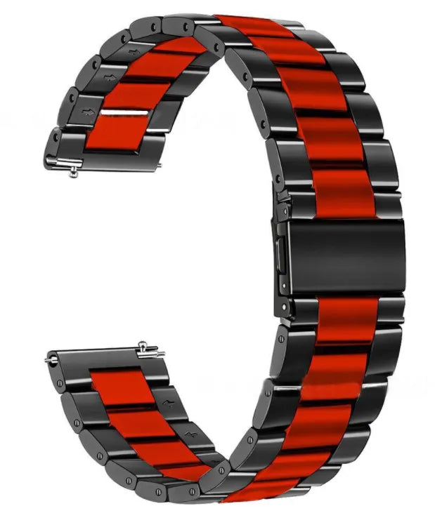 Stalen horlogebandje - 20mm - Zwart/rood