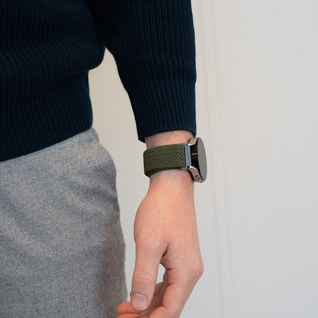 Gevlochten Nylon horlogebandje - 20mm - Olijfgroen
