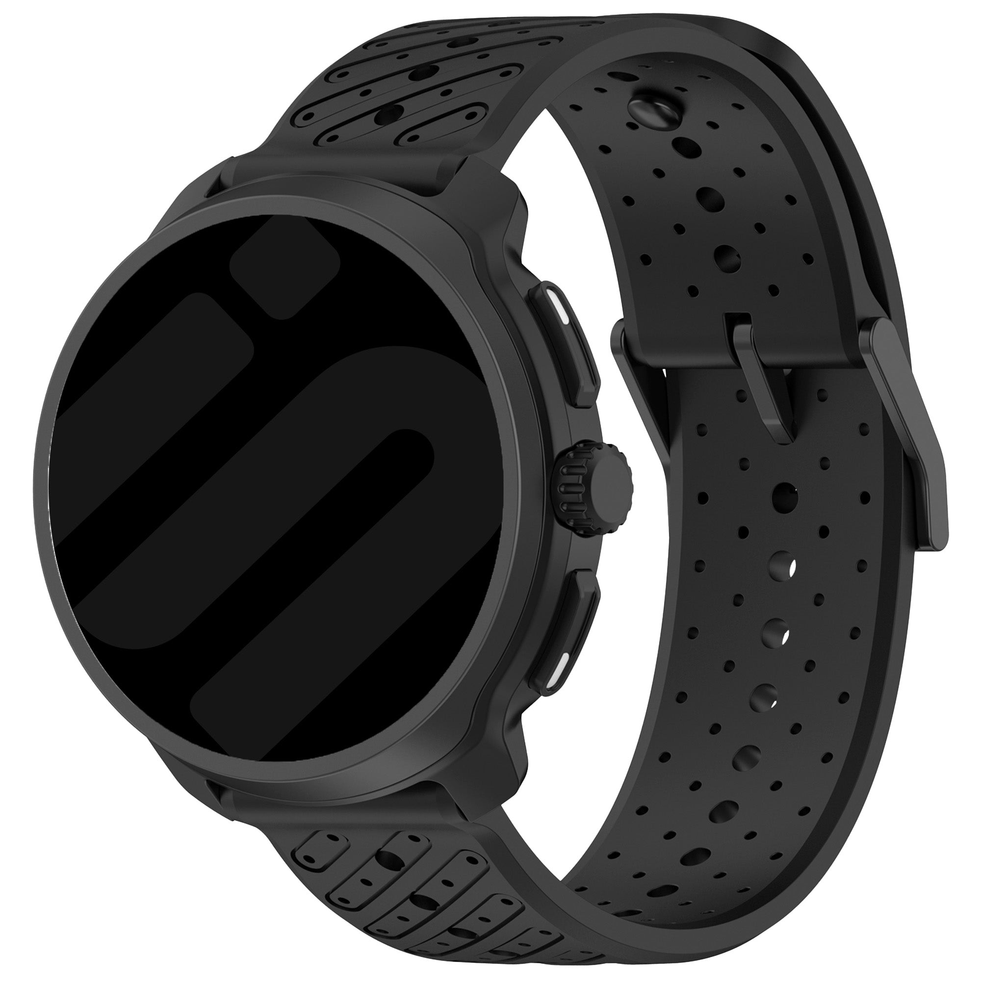 Striped Silicone horlogebandje - 22mm - Zwart