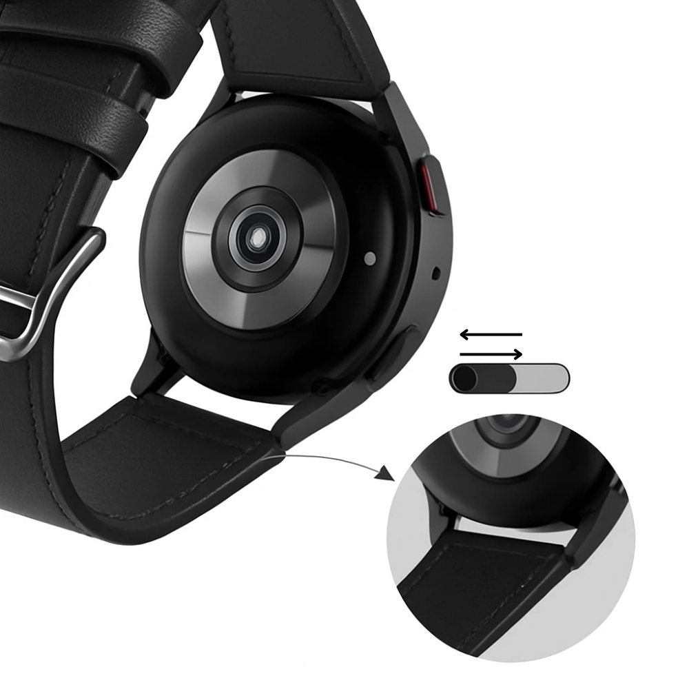 Modern Leren horlogebandje - 20mm - Zwart