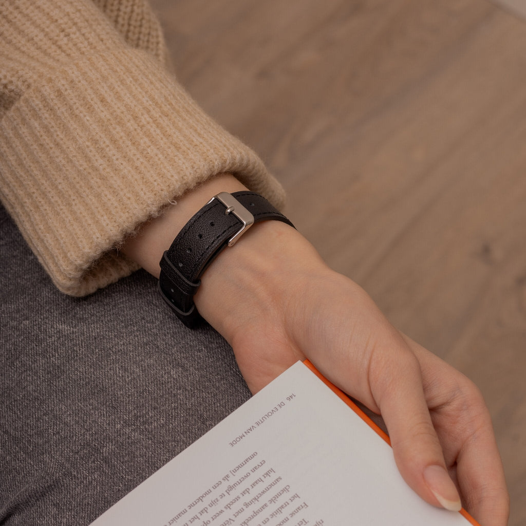Modern Leren horlogebandje - 20mm - Zwart