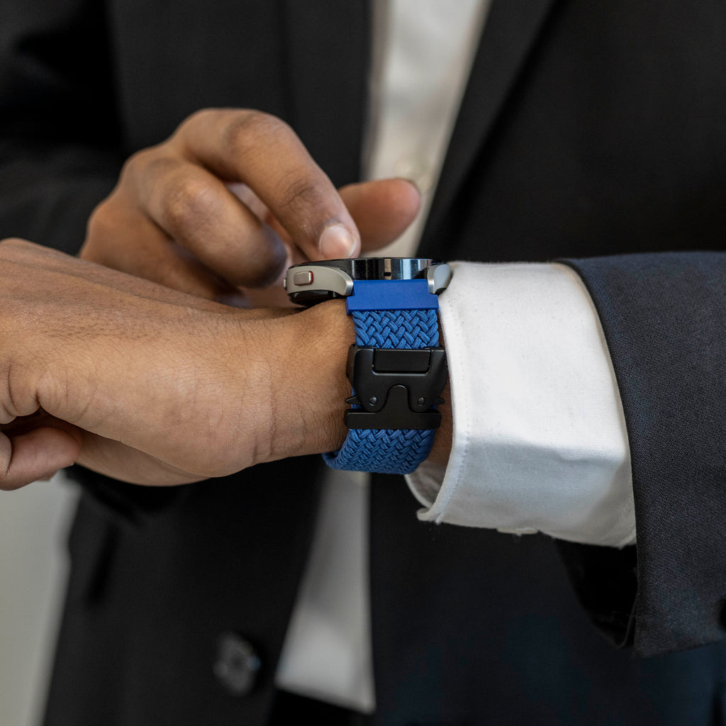 Gevlochten P-Buckle horlogebandje - 20mm - Blauw
