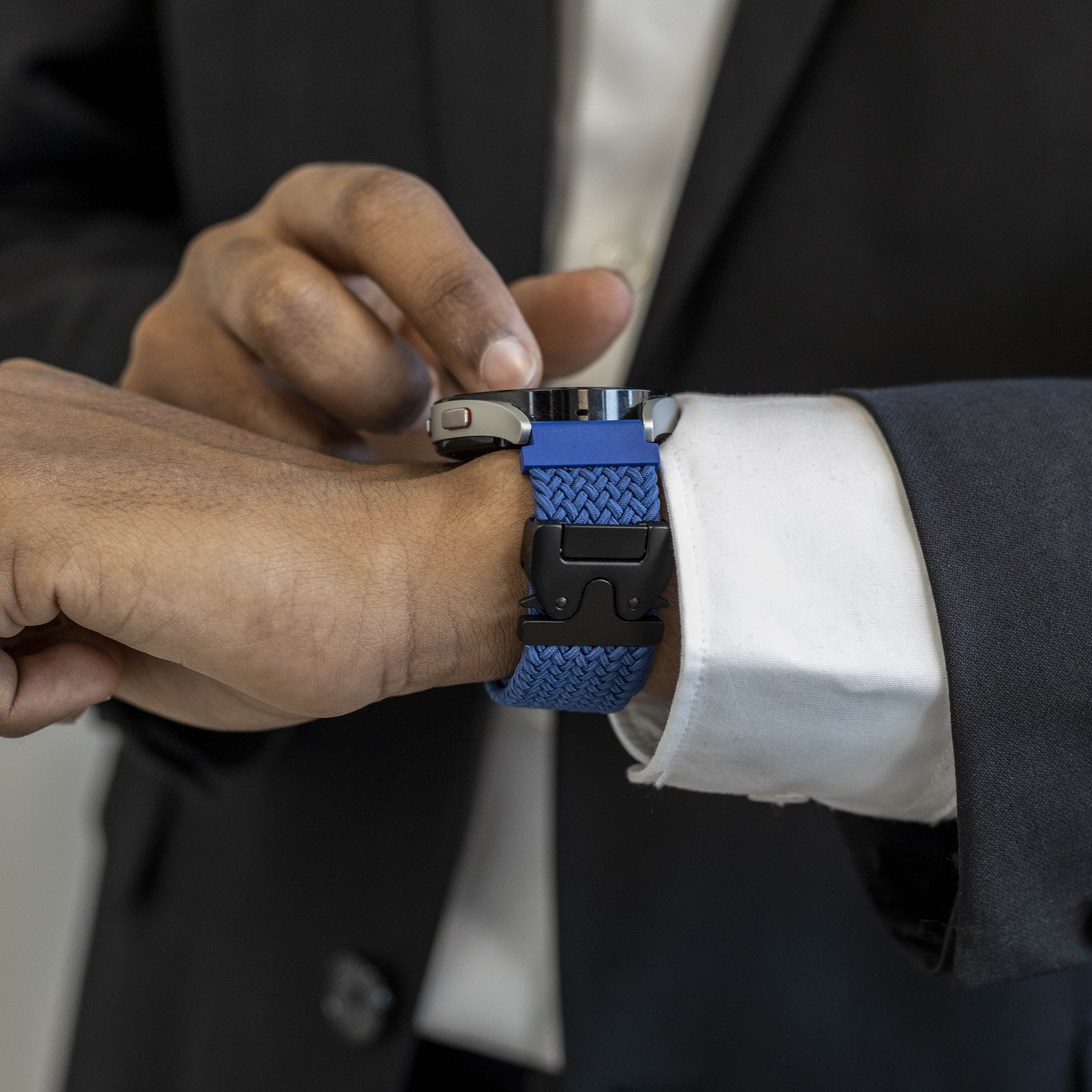 Gevlochten P-Buckle horlogebandje - 20mm - Blauw