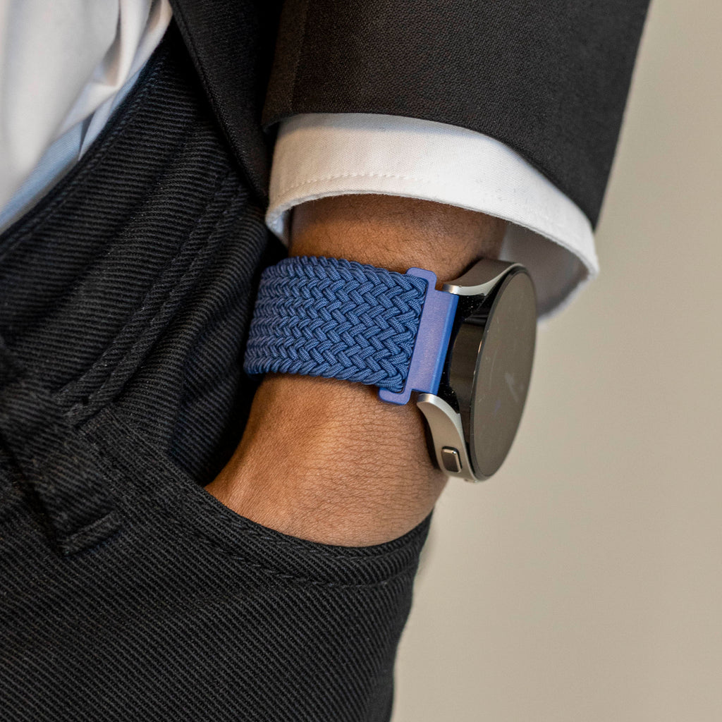 Gevlochten P-Buckle horlogebandje - 20mm - Blauw