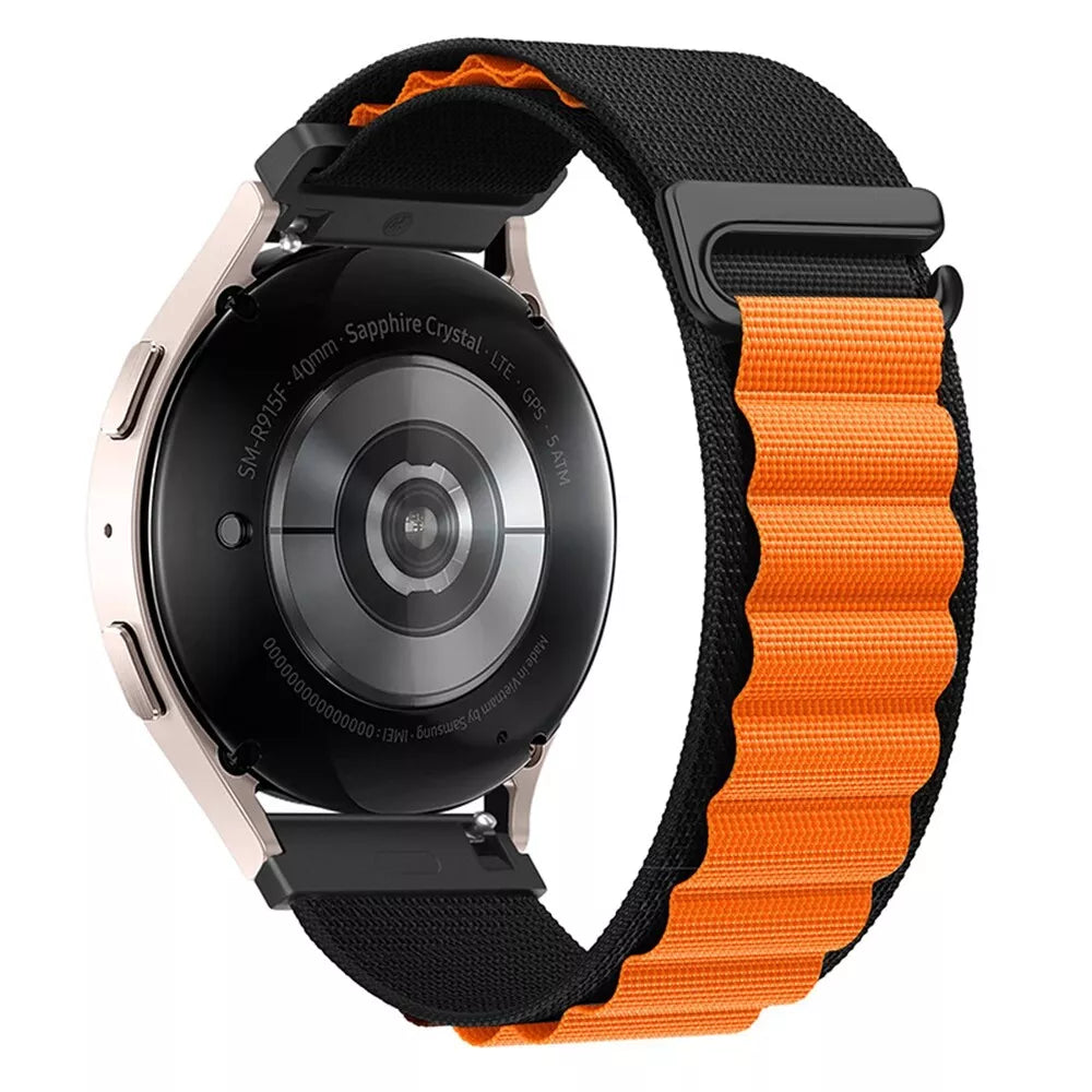 Alpine horlogebandje - 22mm - Zwart/oranje