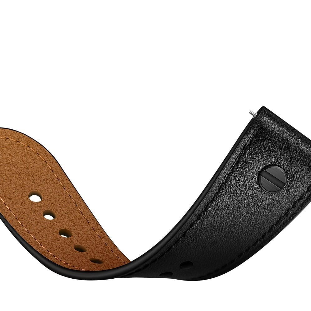 Geschroefde Leren horlogebandje - 20mm - Zwart