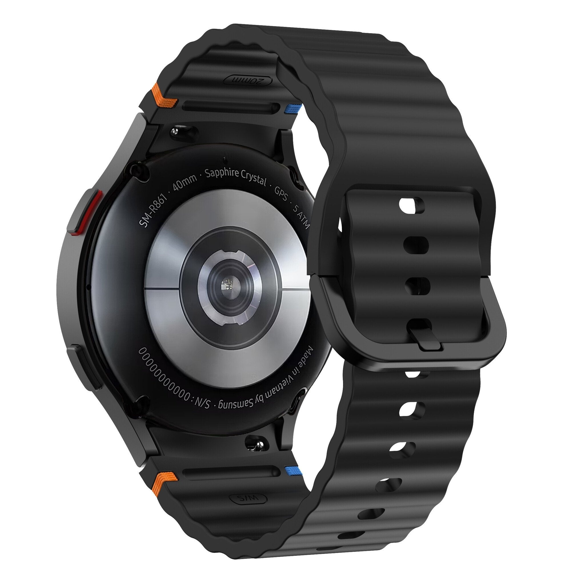 Wave horlogebandje - 20mm - Zwart