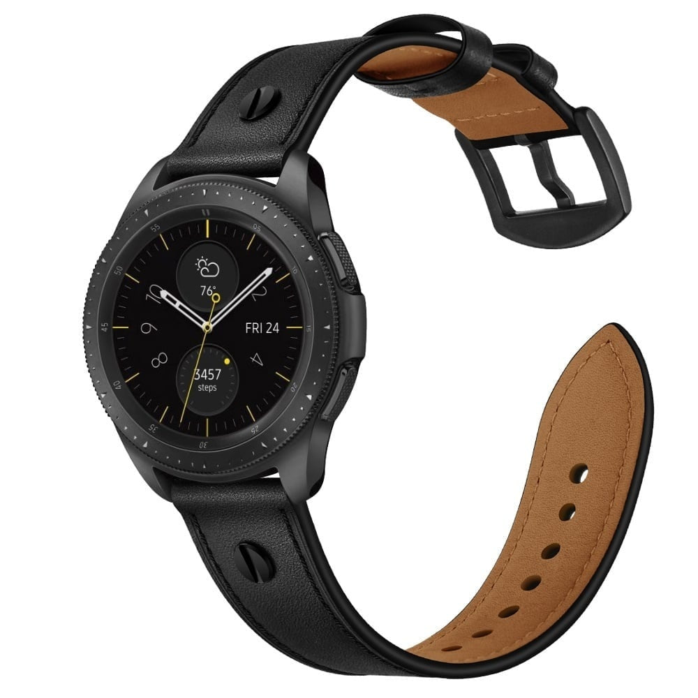 Geschroefde Leren horlogebandje - 20mm - Zwart