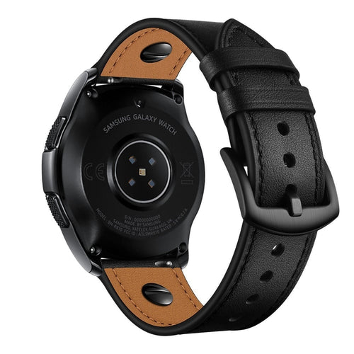 Geschroefde Leren horlogebandje - 20mm - Zwart