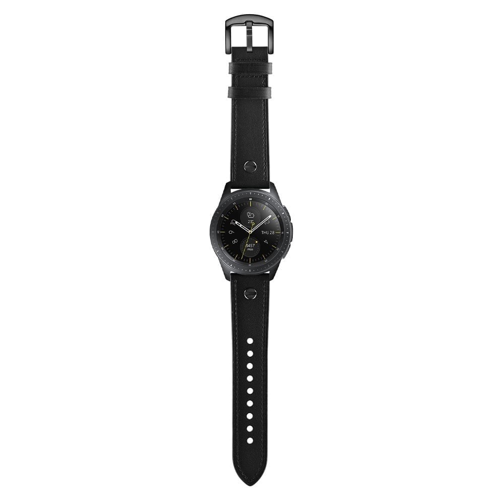 Geschroefde Leren horlogebandje - 20mm - Zwart