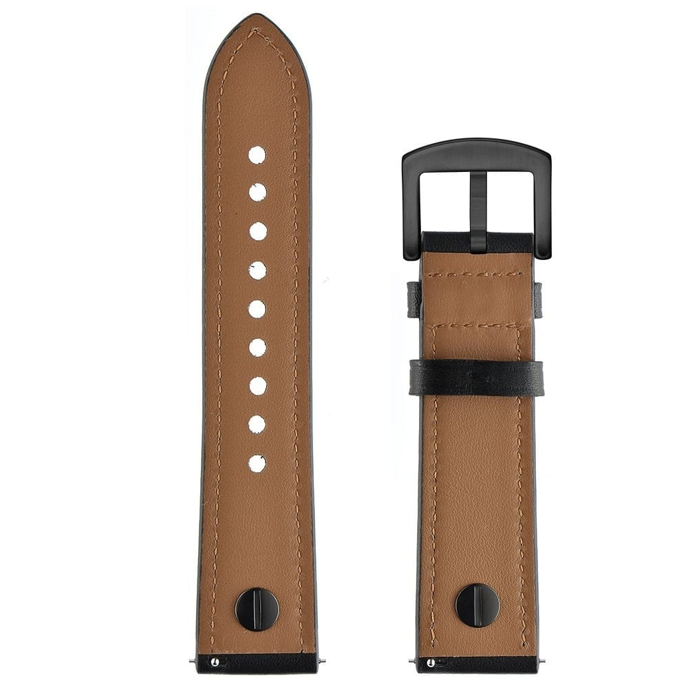Geschroefde Leren horlogebandje - 20mm - Zwart