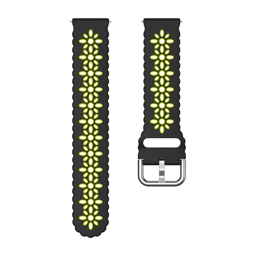Siliconen met Patroon horlogebandje - 20mm - Zwart/groen